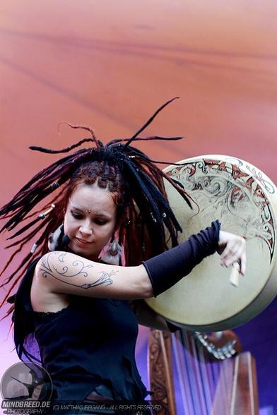 "Jenny playing the Bodhran"