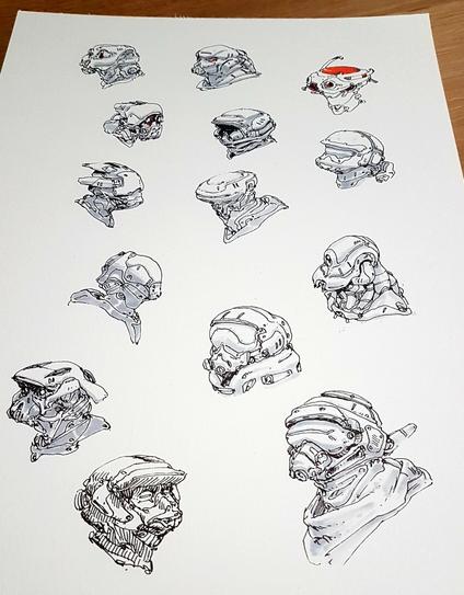 Entire sheet of scifi helmets