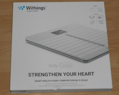 Picture of a boxed Body Cardio scale from Withings