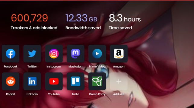 The stats that appear on the Brave Browser.