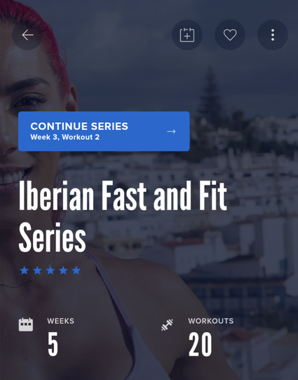 Screenshot of iFit's Iberian Fast and Fit Series. 5 weeks, 20 workouts.