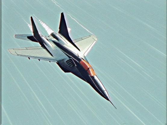 Comic illustration of a fighter jet at high speeds