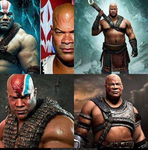 AI drawing of "Christopher Judge as Teal'c as Kratos in God of War"

#Stargate #Christopher Judge #GodOfWar #Kratos #gaming #videogames #tvandfilm #AIArt #DigitalArt #StableDiffusion2
context: https://imgur.com/gallery/7QWlrgN/comment/2292117053