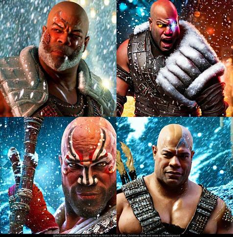 AI drawing of "Christopher Judge as Teal'c as Kratos in God of War, Christmas lights and snow in the background"

#Stargate #Christopher Judge #GodOfWar #Kratos #gaming #videogames #tvandfilm #snow #christmas #holidays #AIArt #DigitalArt #StableDiffusion2 #ExperimentalExtra
context: https://imgur.com/gallery/7QWlrgN/comment/2292117053