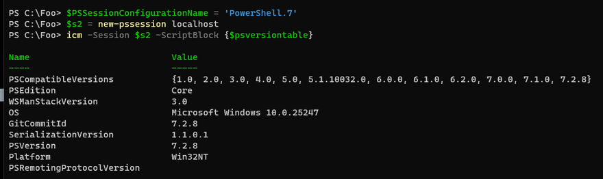Showing changing the default #PowerShell7 endpoint name from a generic to #PowerShell 7 end point