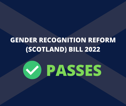 GENDER RECOGNITION REFORM
(SCOTLAND) BILL 2022
PASSES