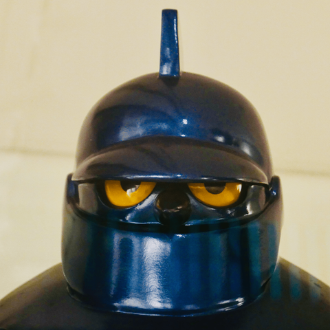 Head of a statue of "Gigantor" robot from 1960s japanese anime television show