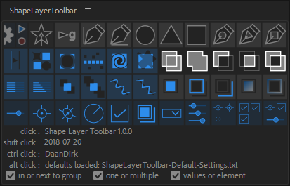 Shape Layer Toolbar After Effects script screenshot.