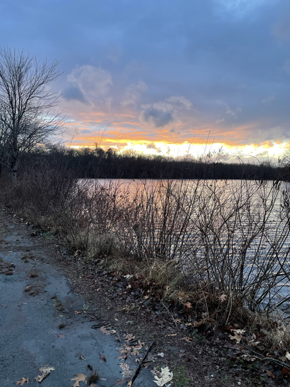 Sunsetting by Horn Pond on a winter evening.