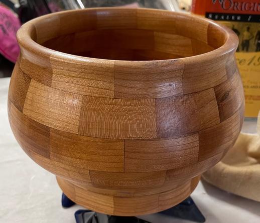 Segmented cherry wood bowl for a knitter’s ball of yarn