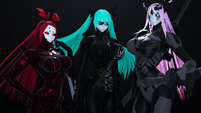 Model
Kuroyu Bladestorm Miku,Devil Reaper Luka and Future Ruby Rin by me
Effects: Rui_cg and sovoro_mmd