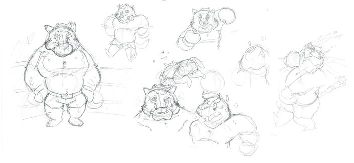 Anthro tiger in various boxing poses