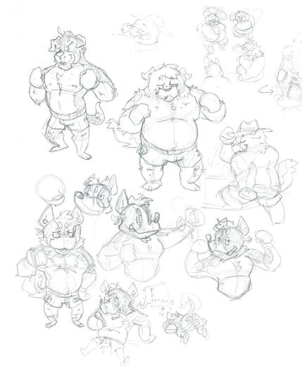 Various anthro dogs in boxing poses