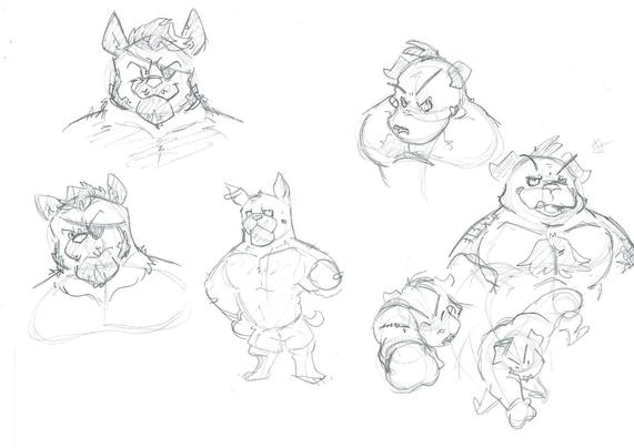 Various anthro dogs in boxing poses