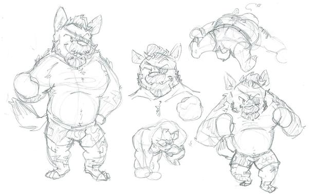 Various anthro dogs in boxing poses
