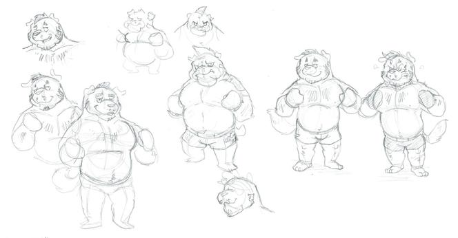 Various anthro dogs in boxing poses
