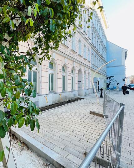 Pflanzenbeet bei einer Hausfassade