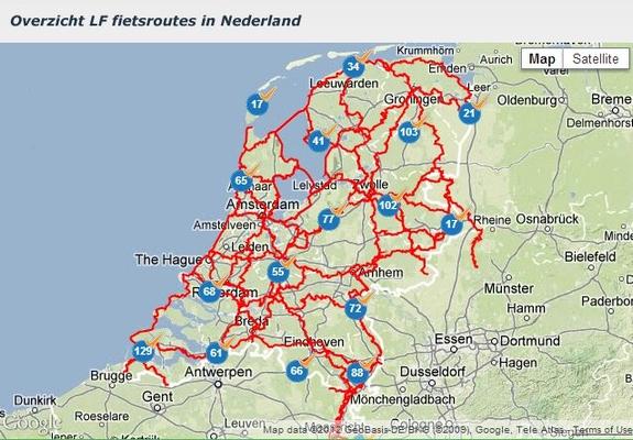 This probably looks like a system of highways to a NorAm eye, but it's not--it's the main network of cycling routes across the country. And these are just the biggest ones--every single road throughout the country has a plan for how people will cycle on it if they have to.
