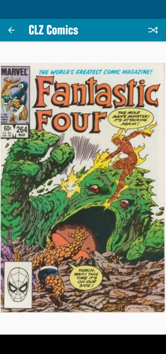 The Fantastic Four's Thing and Human Torch are seemingly attacked from underground by the Mole Man's giant monster. The Torch says, "The Mole Man's monster! It's attacking again!" The Thing replies, "Torch, wait! This time it's on our side!"