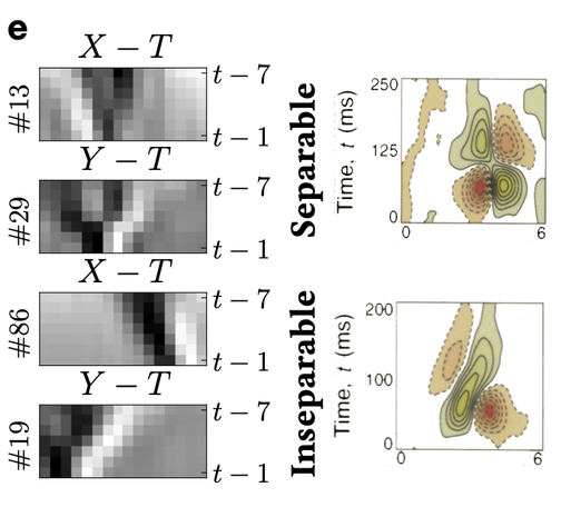 space-time plots, receptive fields