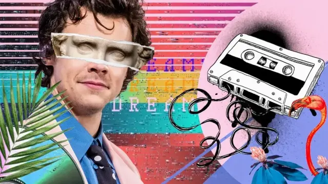A collage that has a retro vaporwave feel but isn't art, it's pure aesthetics.