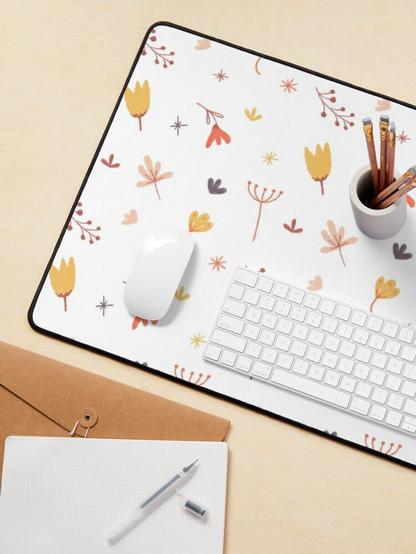 Floral design in a desk mat