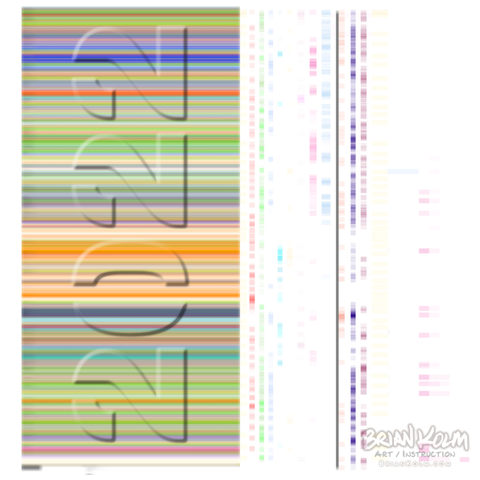 A blury image of color stripes from a spreadsheet as art. The year "2022" going down it vertically. Columns of different colors for different tasks fade in and out.