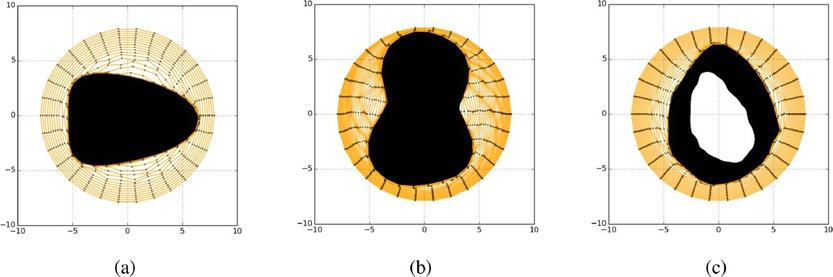 Anisotropic mean curvature flow maps contours, examples shown for convex and no-convex shapes.