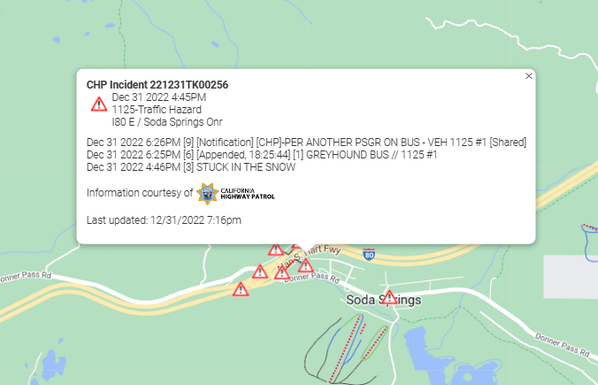 entire Greyhound Bus stuck in the snow