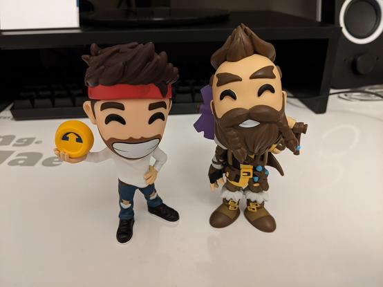 Vinyl figurines from YouTooz of Minecraft players BDoubleO100 and ImpulseSV, two Hermitcraft YouTubers.
