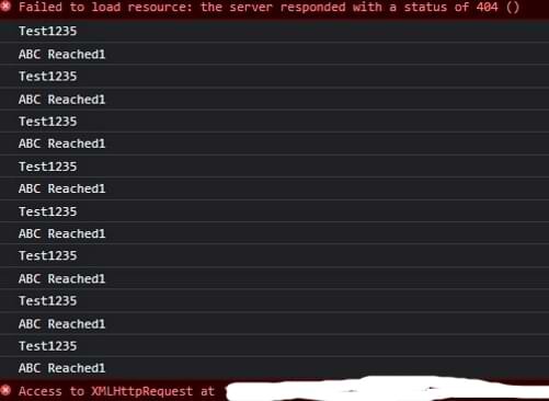 A cropped screenshot of the logging occurring on a major financial institution's login page which includes the text, "Test1235" and "ABC Reached1"