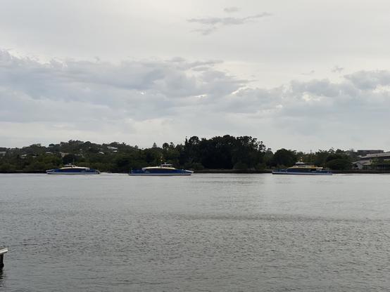 Misquote from Star Wars Phantom Menace. Picture of three City Cats on the Brisbane River. Behind the the sky is gloomy.