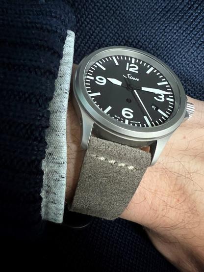Sinn 856 on a taupe suede strap