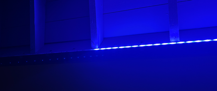 A set of string lights, with one portion dark.