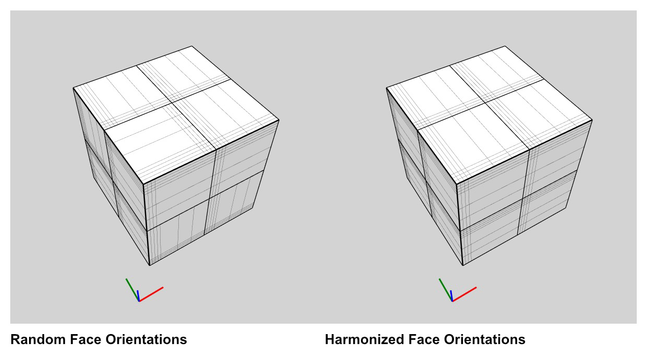 Bird’s eye view of two white cubes each with a grid placed on their faces