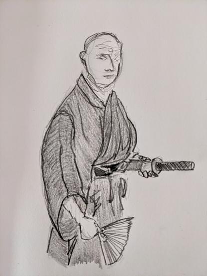 Pencil sketch of a samurai