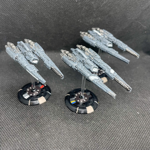 A trio of UCM Vancouver Escort Carriers for Dropfleet Commander