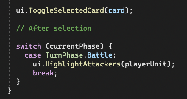 A screenshot of C# code, involving one of the UI portions of the logic