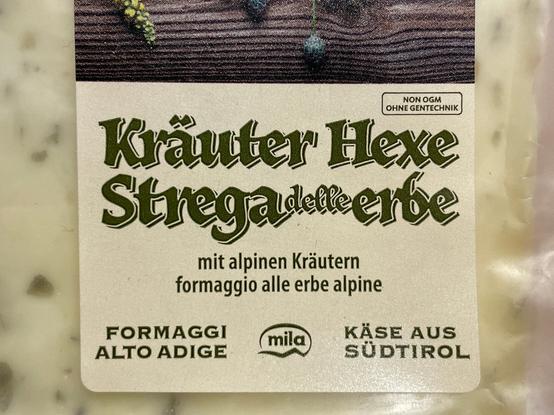 “Kräuter Hexe” cheese packaging (close-up)