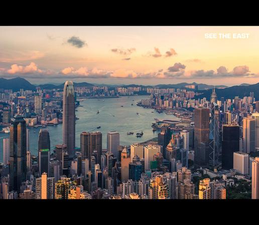 Sunset View from Victoria Peak in Hong Kong