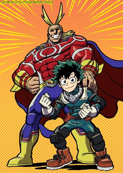Fan-art of All Might and Deku from My Hero Academia