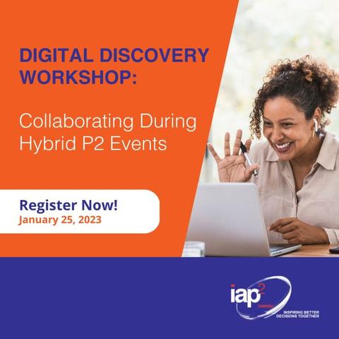 Woman with laptop smiling and waving at the camera. 
Collaborating During Hybrid P2 Events. Register now! January 25, 2023