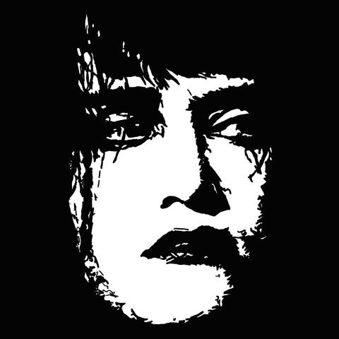 Drawing of Exene Cervenka's face, scowling.