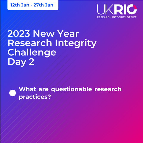 2023 New Year Research Integrity Challenge Day 2. What are questionable research practices?