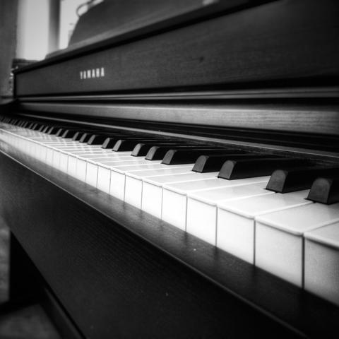ein E-Piano von schräg seitlich gesehen, auf Höhe des Tastenfeldes