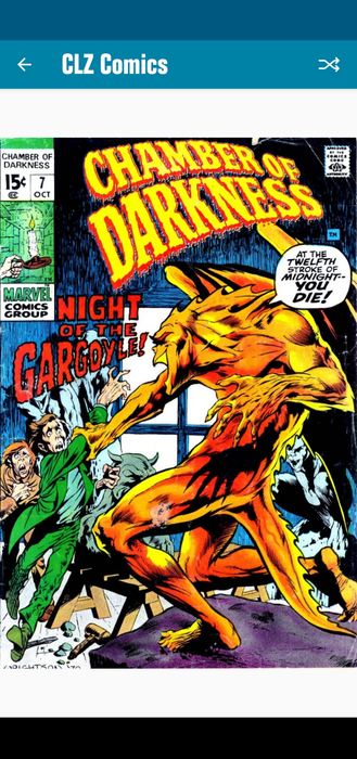 A golden demon grabs a man in a green suit and says, "AT THE TWELFTH STROKE OF MIDNIGHT...YOU DIE!"