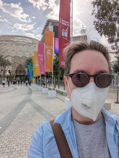 A selfie I took in front of the Al Wasl Dome at Expo 2020 in Dubai.