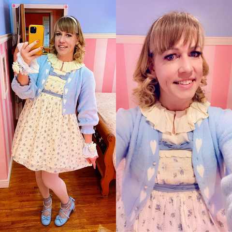 Chrissy in a saxe blue lolita coord