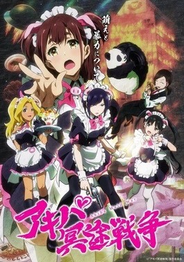 The entire main cast of the Oinky-Doink maid cafe are striking action poses in their piggy-maid costumes, each in a way that illustrates something about their role or personality.