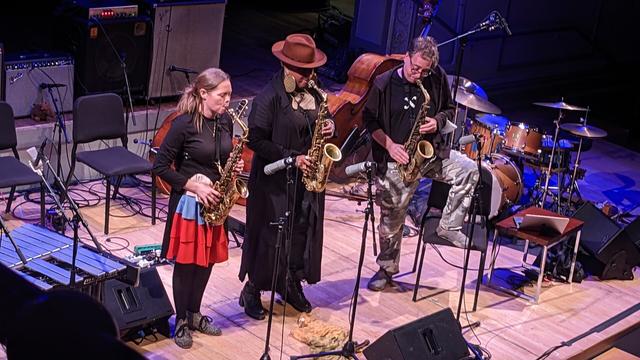 Catherine Davis, Matana Roberts, John Zorn saxophone trio.